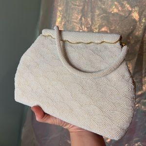 White Vintage Beaded Bag.